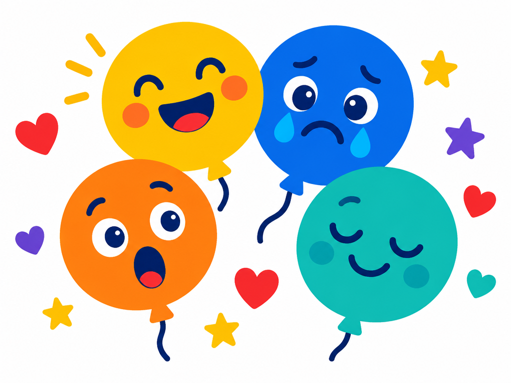Balões redondos com carinhas de emoções diferentes